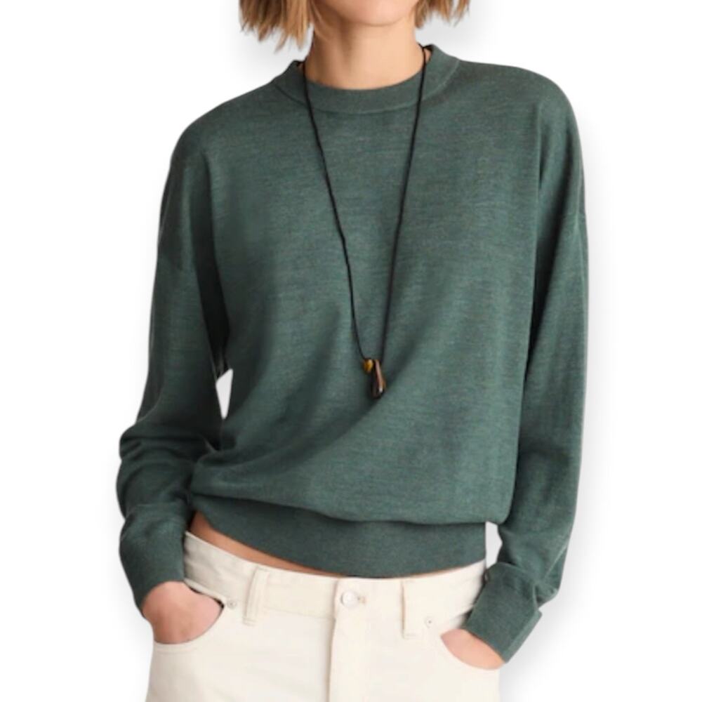 NWT Madewell Drop Shoulder Sweater Merino Wool Women’s Size Small Dark Moss